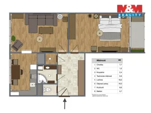 Prodej bytu 2+1, Čáslav - Čáslav-Nové Město, Bojovníků za svobodu, 57 m2