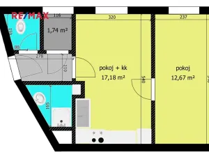 Pronájem bytu 2+kk, Kolín, Zengrova, 38 m2