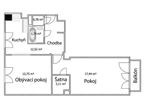 Pronájem bytu 2+1, Duchcov, Jungmannova, 50 m2