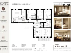 Prodej bytu 4+kk, Praha - Smíchov, Grafická, 140 m2
