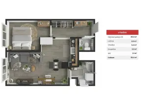 Pronájem bytu 2+kk, Praha - Chodov, Zdiměřická, 42 m2