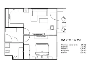 Pronájem bytu 2+kk, Chýně, Ecksteinova, 52 m2