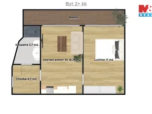 Pronájem bytu 2+kk, Kolín, Zengrova, 45 m2