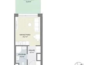 Prodej bytu 1+kk, Praha - Hlubočepy, Na Zlíchově, 25 m2