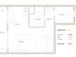 Pronájem bytu 1+1, Most, Brněnská, 38 m2
