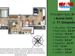 Pronájem bytu 3+1, Kutná Hora - Šipší, 17. listopadu, 64 m2