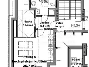 Pronájem bytu 1+kk, Praha - Kobylisy, Střelničná, 43 m2