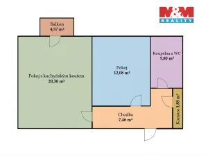 Pronájem bytu 2+kk, Praha - Letňany, Terezínská, 52 m2