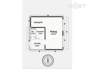 Pronájem bytu 1+kk, Praha - Kobylisy, Jelínkova, 35 m2
