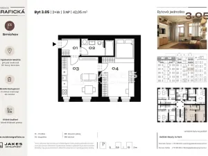 Prodej bytu 2+kk, Praha - Smíchov, Grafická, 42 m2