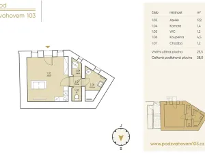 Prodej bytu 1+kk, Praha - Hlubočepy, Pod Žvahovem, 28 m2