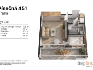 Prodej bytu 2+kk, Praha - Troja, Písečná, 26 m2