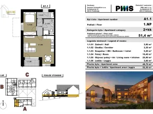 Prodej bytu 2+kk, Tuchoměřice, 52 m2