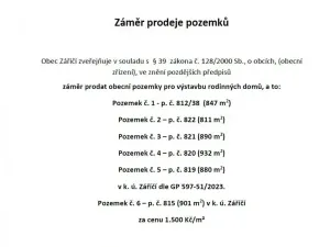 Prodej pozemku pro bydlení, Záříčí, 847 m2