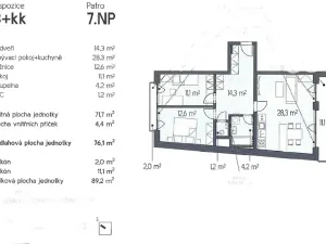 Pronájem bytu 3+kk, Brno, Rybářská, 76 m2