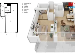 Pronájem bytu 2+kk, Praha - Letňany, Hlučkova, 60 m2