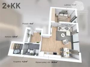 Prodej bytu 2+kk, Praha - Vysočany, V Předním Hloubětíně, 57 m2