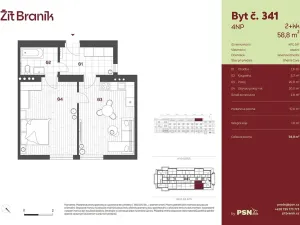 Prodej bytu 2+kk, Praha - Braník, Ke Krči, 54 m2