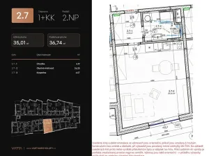 Pronájem bytu 1+kk, Praha, Milánská, 35 m2