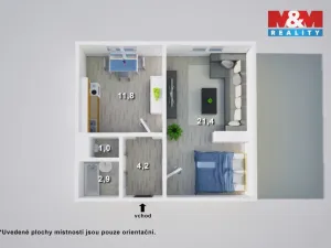 Prodej bytu 1+1, Ústí nad Labem - Krásné Březno, Rozcestí, 41 m2