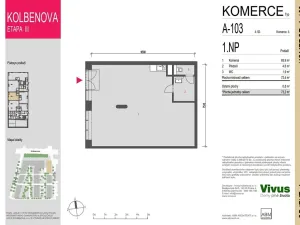 Prodej obchodního prostoru, Praha - Vysočany, Smržových, 73 m2