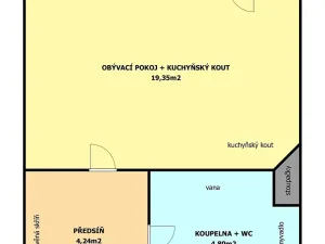 Pronájem bytu 1+kk, Praha - Hloubětín, Nepelova, 35 m2