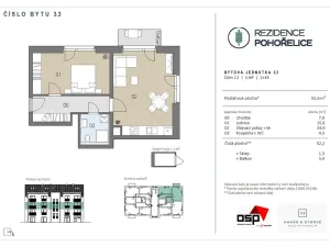 Prodej bytu 2+kk, Pohořelice, U Kasáren, 56 m2