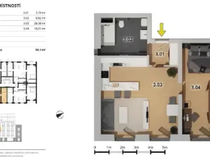 Pronájem bytu 2+kk, Český Brod, Antonína Balšánka, 59 m2