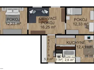 Prodej bytu 3+1, Písek, Na Stínadlech, 64 m2
