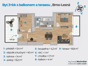 Prodej bytu 3+kk, Brno - Lesná, Nejedlého, 80 m2