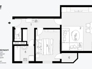 Prodej bytu 2+kk, Brno, Trýbova, 56 m2