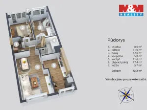 Prodej bytu 3+1, Krupka - Maršov, Dukelských hrdinů, 68 m2