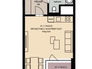 Pronájem bytu 1+kk, Praha - Žižkov, Olgy Havlové, 35 m2