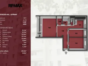Prodej bytu 3+1, Praha - Letňany, Místecká, 68 m2