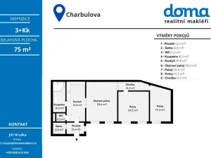 Prodej bytu 3+kk, Brno, Charbulova, 75 m2