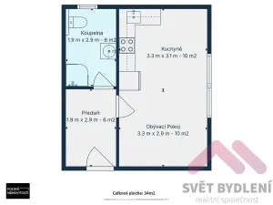 Pronájem bytu 1+kk, Praha - Hloubětín, Pokorného, 34 m2