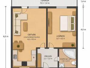 Prodej bytu 2+kk, Brno, Ke Statku, 45 m2