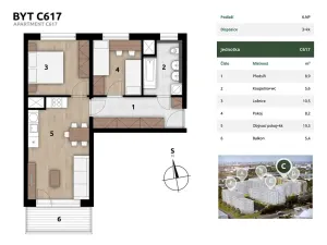 Prodej bytu 3+kk, Praha - Hostivař, U továren, 56 m2