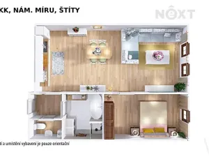Pronájem bytu 2+kk, Štíty, nám. Míru, 58 m2