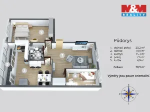 Prodej bytu 3+1, Ústí nad Labem - Ústí nad Labem-centrum, Velká Hradební, 71 m2