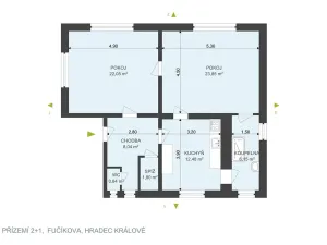 Pronájem bytu 2+1, Hradec Králové, Fučíkova, 75 m2