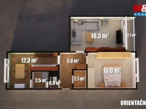 Prodej bytu 2+1, Jílové, Oblouková, 58 m2