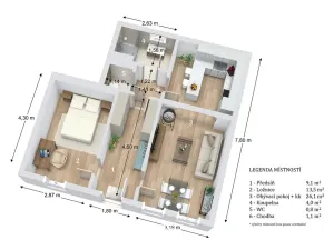 Prodej bytu 2+kk, Brno, Údolní, 54 m2
