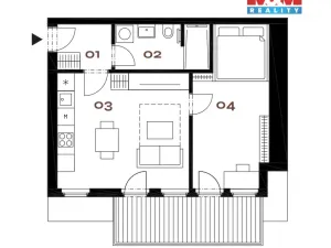 Prodej bytu 2+kk, Praha - Smíchov, Grafická, 43 m2