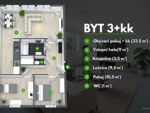 Prodej bytu 3+kk, Mnichovo Hradiště, Lidická, 67 m2