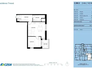 Prodej bytu 2+kk, Pardubice, Jozefa Gabčíka, 56 m2