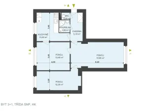 Pronájem bytu 3+1, Hradec Králové, třída SNP, 64 m2