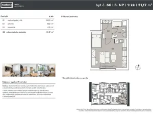 Pronájem bytu 1+kk, Praha - Karlín, Pobřežní, 31 m2
