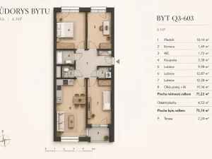 Prodej bytu 4+kk, Praha - Uhříněves, Ke kříži, 76 m2