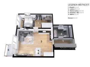 Pronájem bytu 2+kk, Praha - Dolní Chabry, K Beranovu, 61 m2